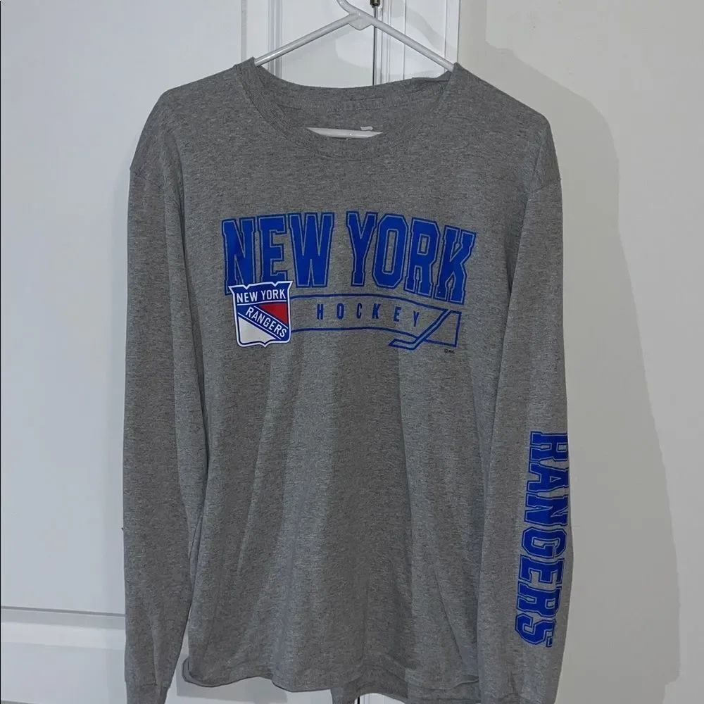 New York Rangers NHL Gray vintage style Old Time hockey jersey LS T shirt M